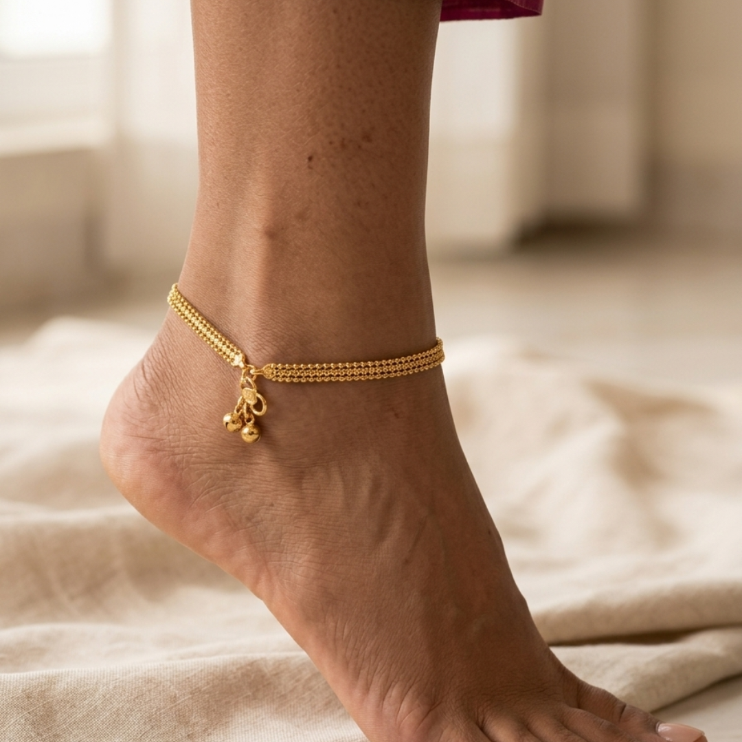 Classic Bead Chain Gold Anklet