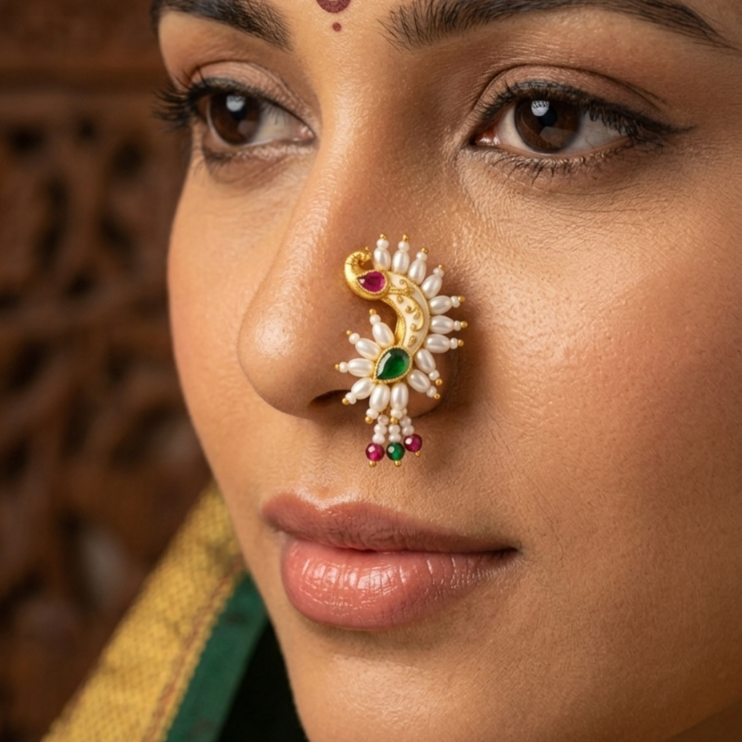 Maharashtrian Pearl Nose Pin