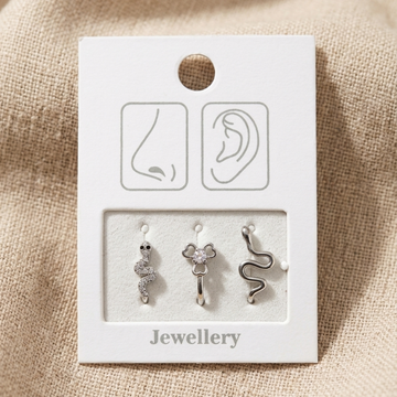 Silver Nose Pin & Ear Cuff Set