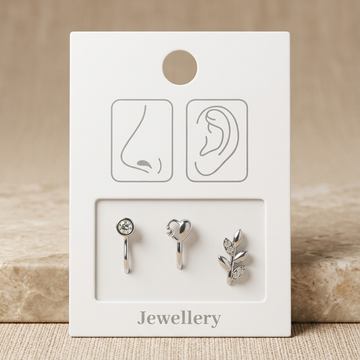Silver Nose Pin & Ear Cuff Set