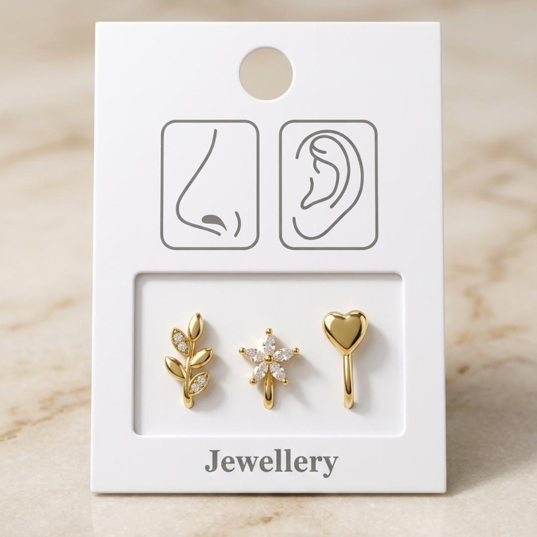 Gold Floral Nose Pin Set