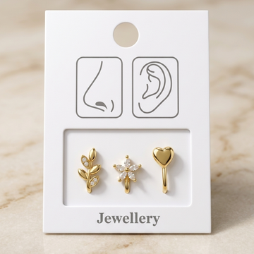 Gold Floral Nose Pin Set