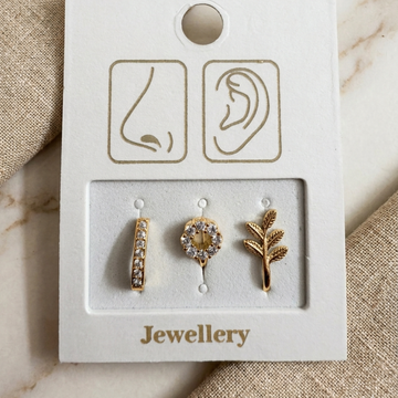 Gold Zircon Nose Pin Set