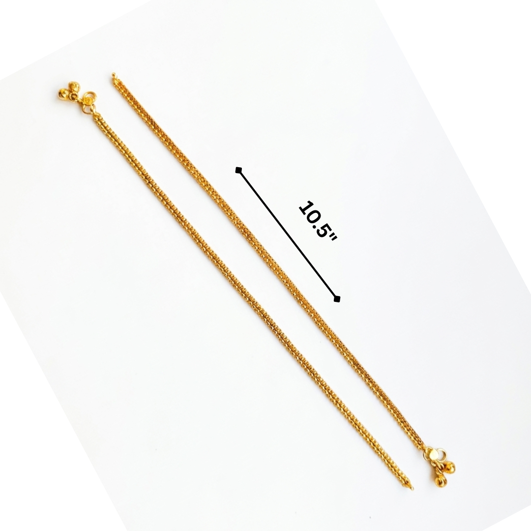 Beaded Microplated Gold Anklet