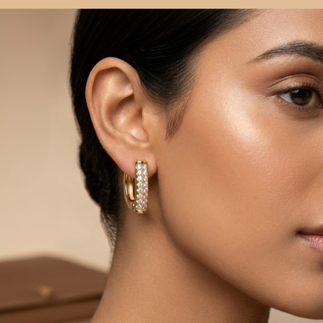 Diamond Pave Gold Hoop Earrings