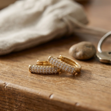 Diamond Pave Gold Hoop Earrings