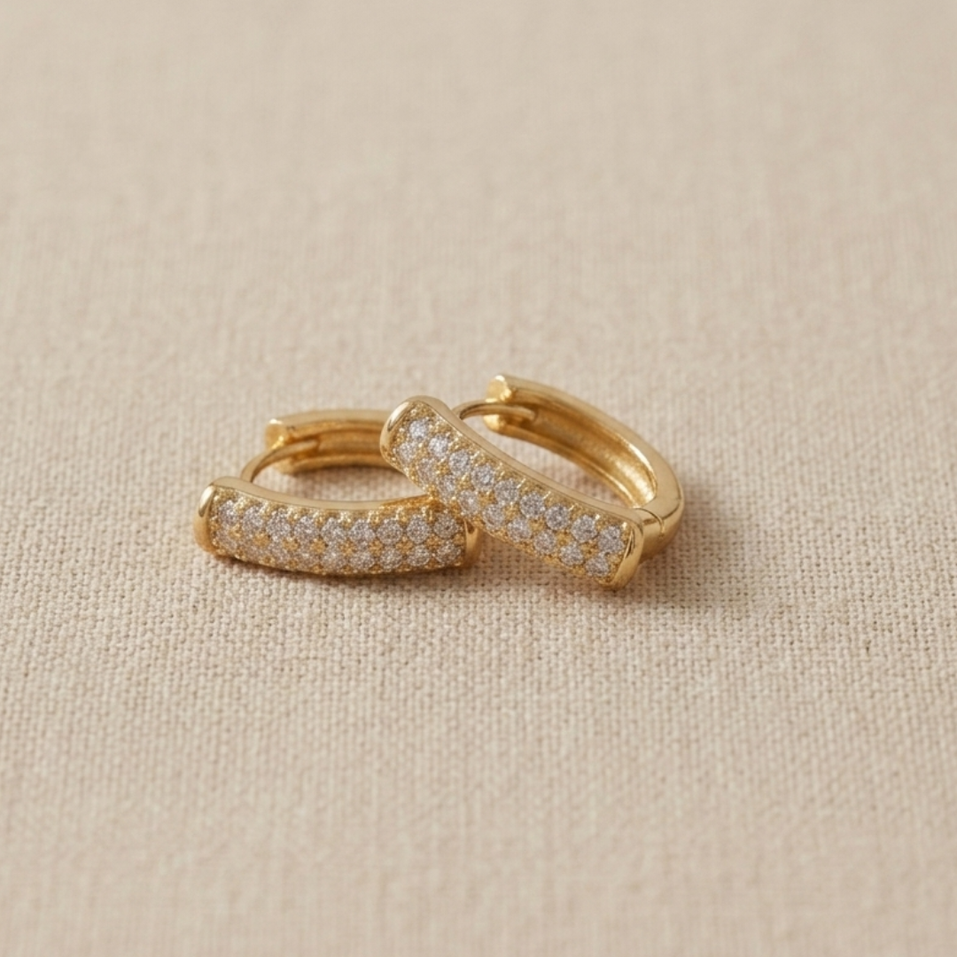 Diamond Pave Gold Hoop Earrings