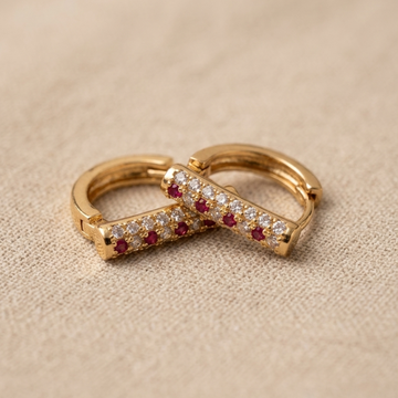 Ruby Crystal Pave Hoop Earrings