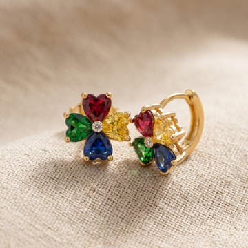 Rose Gold Rainbow Crystal Hoop Earrings