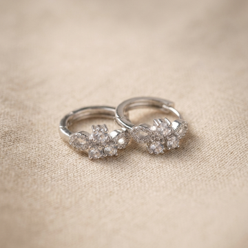 Silver Floral Crystal Hoop Earrings