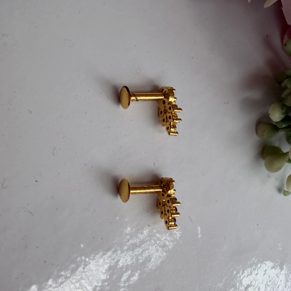 Ruby Pink Bloom Baby Studs