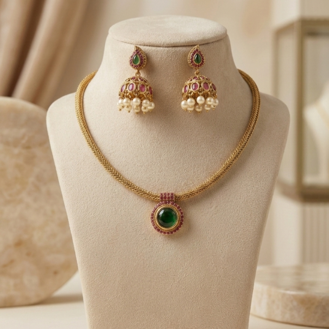 Emerald Pendant Set