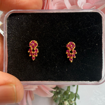Ruby Pink Bloom Baby Studs