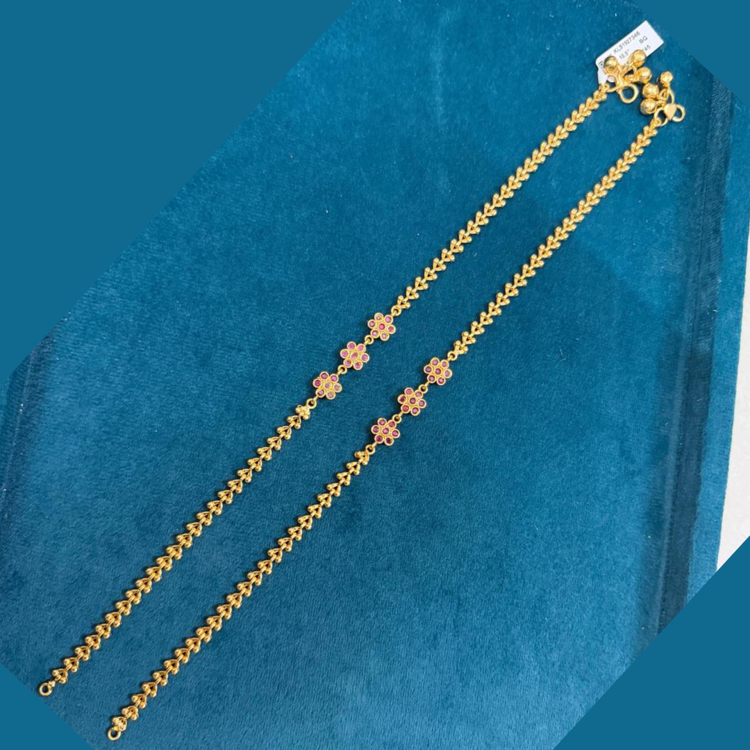 Micropolished Gold Plated Floral Anklet
