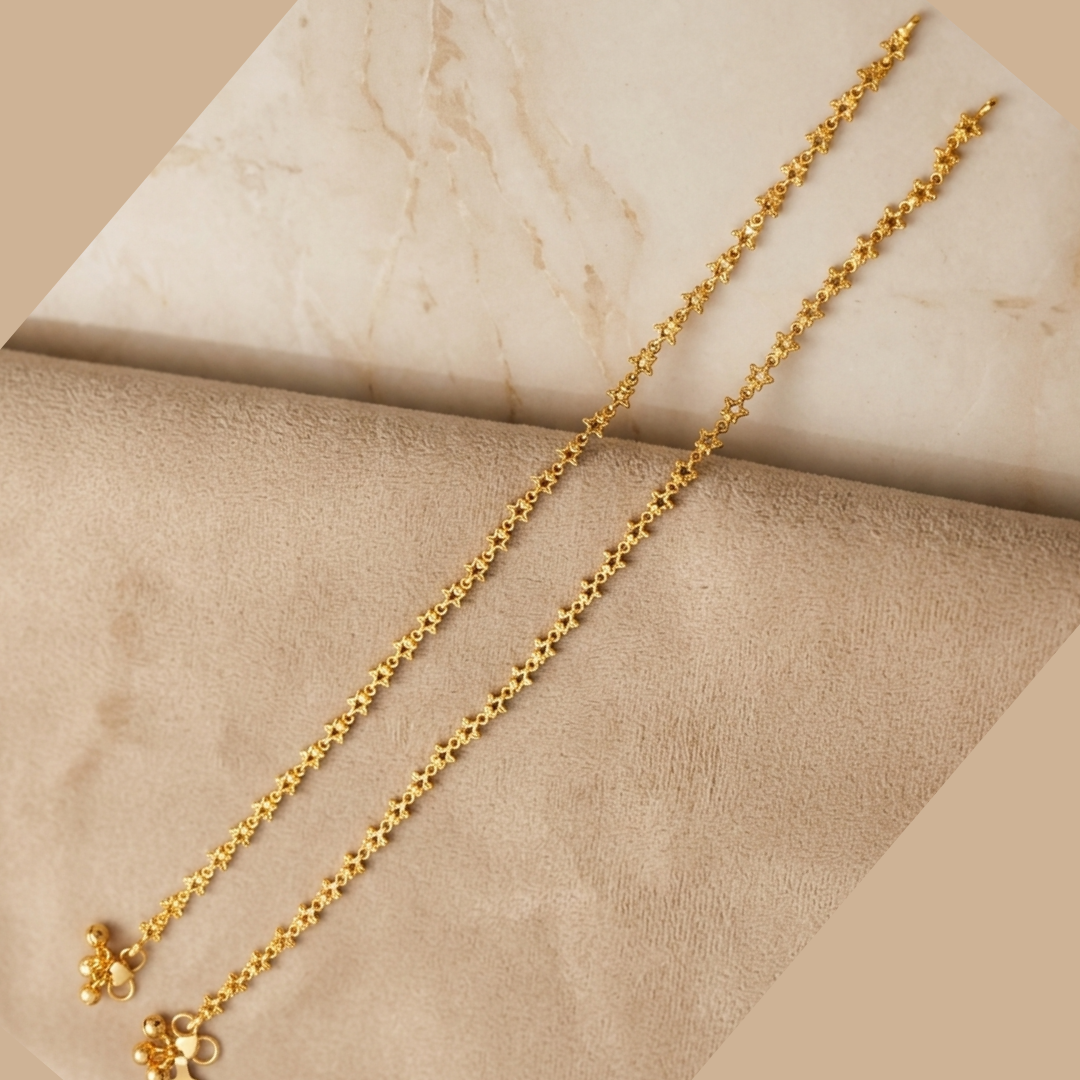 Micropolished Gold Plated Star Anklet