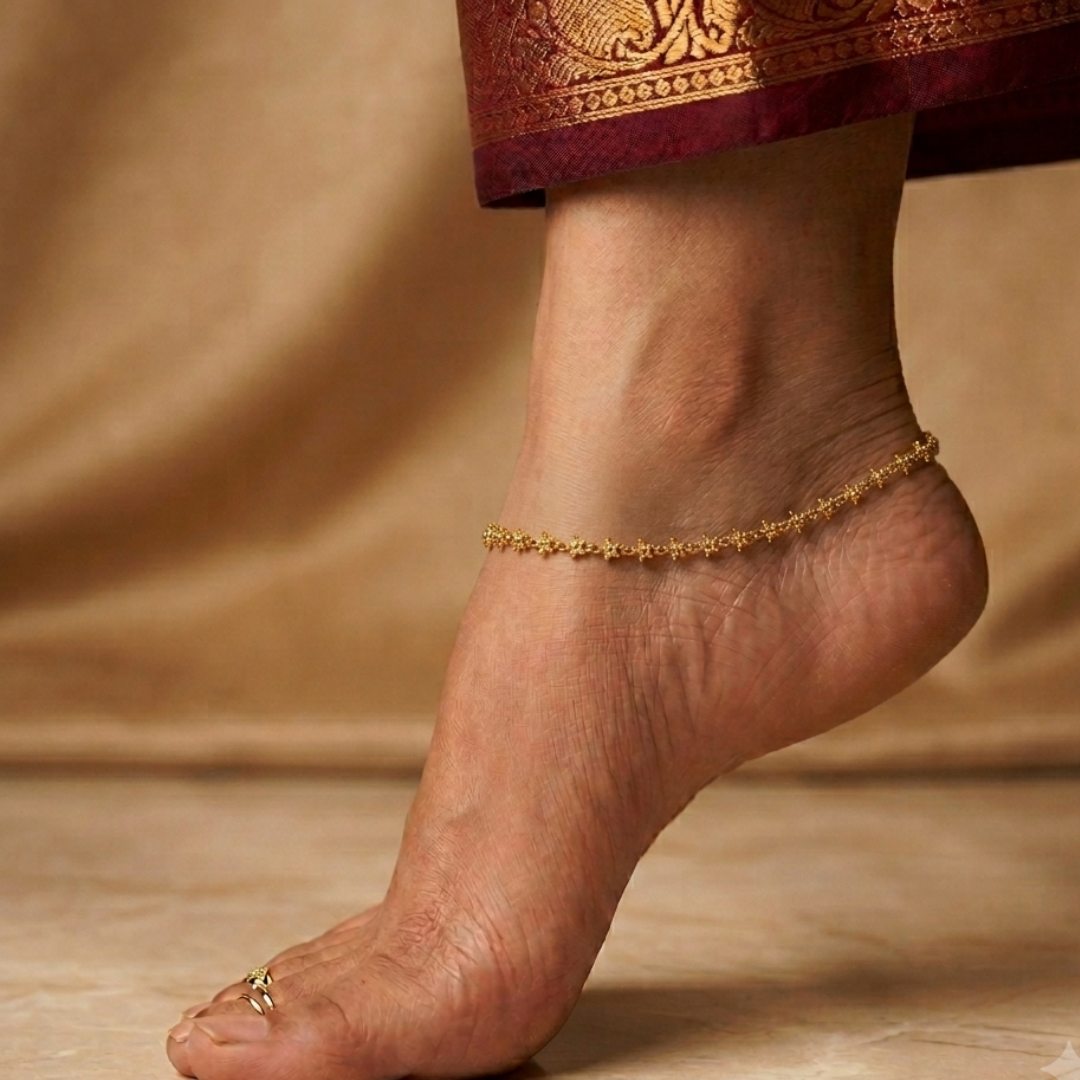 Micropolished Gold Plated Star Anklet