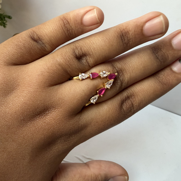 White & Ruby  Crystal Vangi Ring