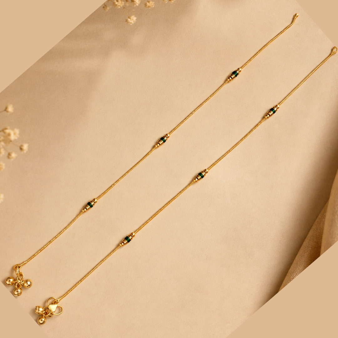 Micropolished Gold Plated Beaded Anklet