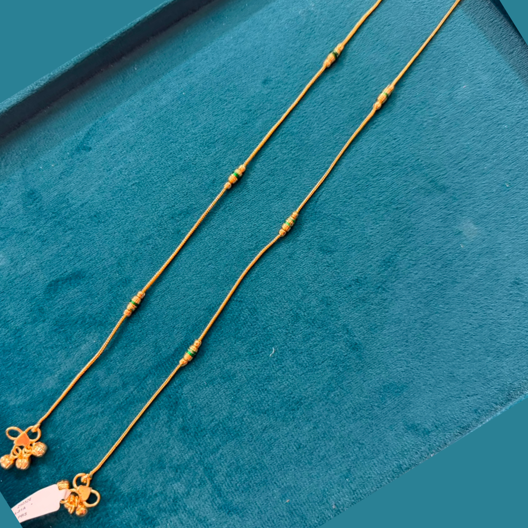 Micropolished Gold Plated Beaded Anklet