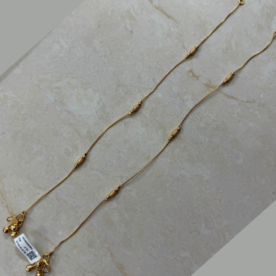 Micropolished Gold Plated Beaded Anklet