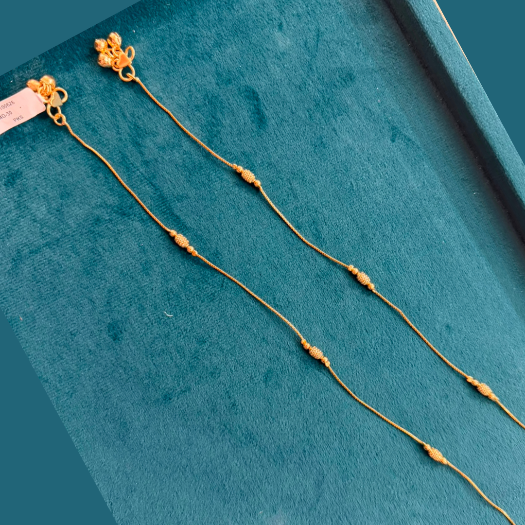 Micropolished Gold Plated Beaded Anklet