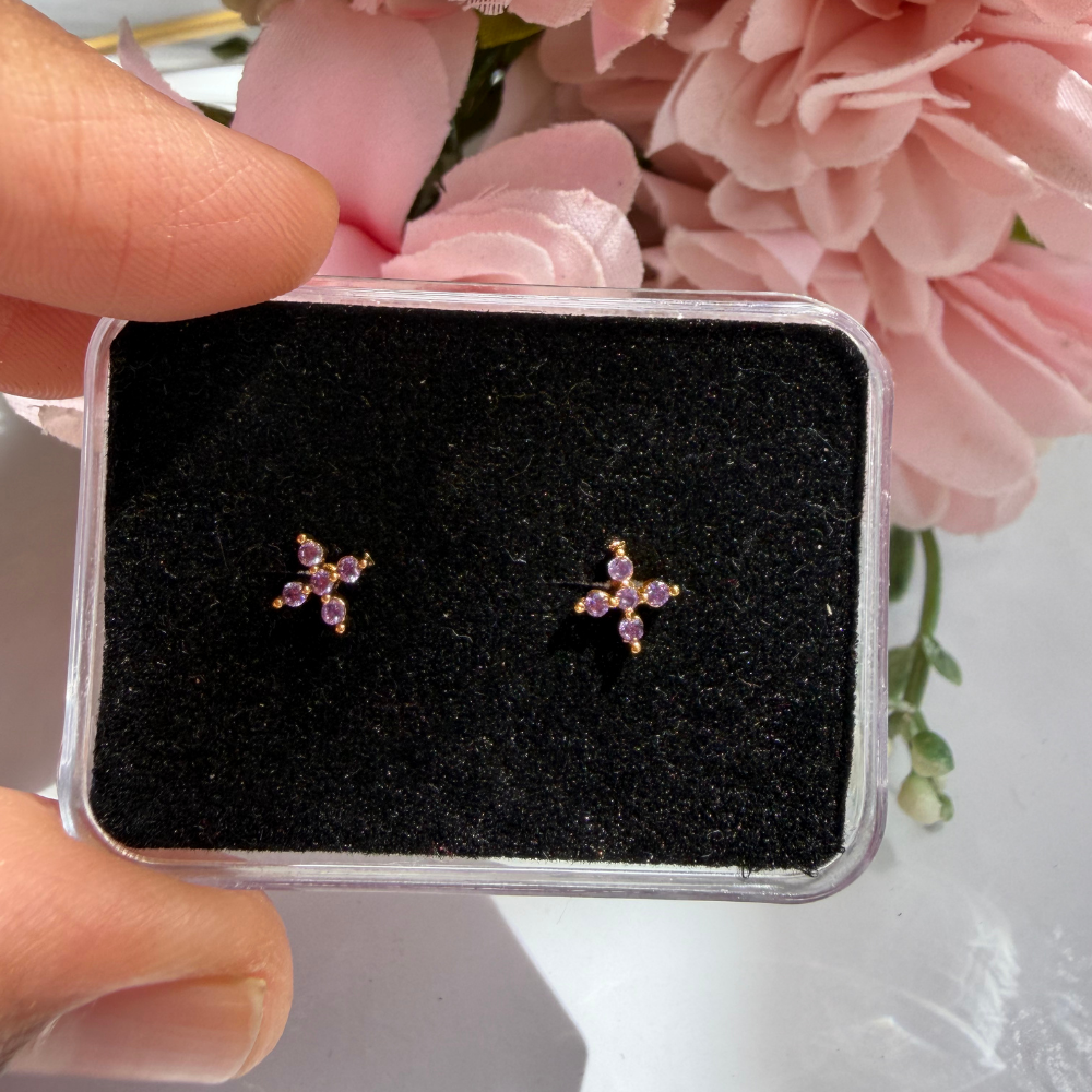 Lilac Floral Baby Studs