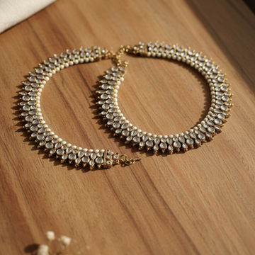 Premium Kundan Crystal Anklet Pair