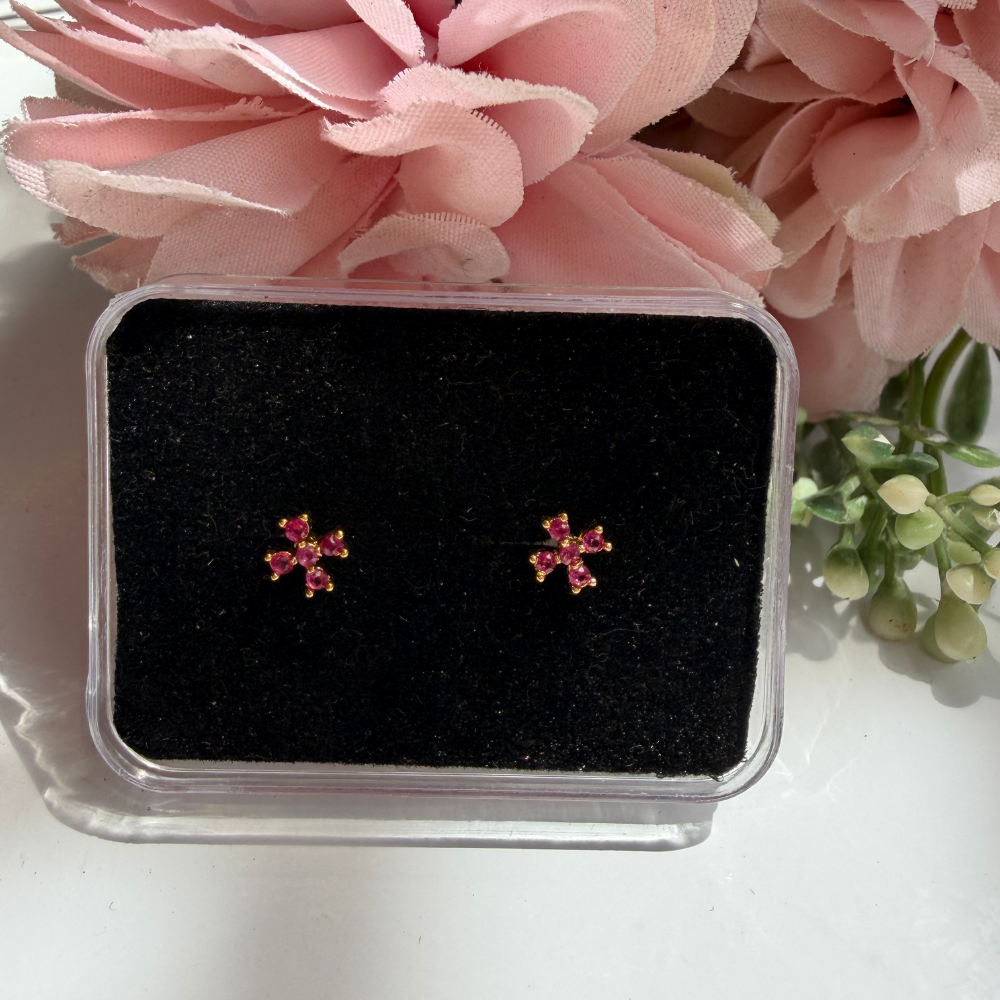 Ruby Floral Baby Studs