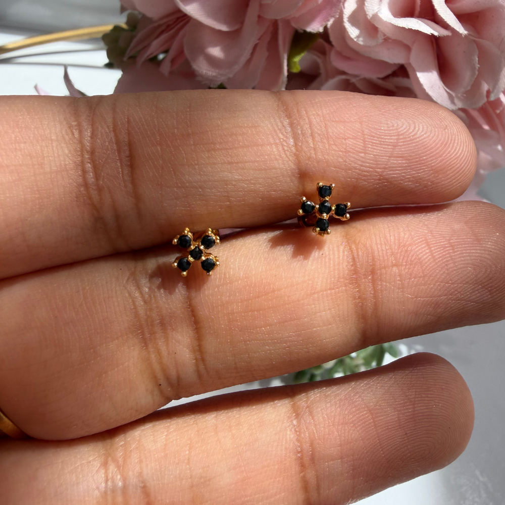Black Floral Baby Studs