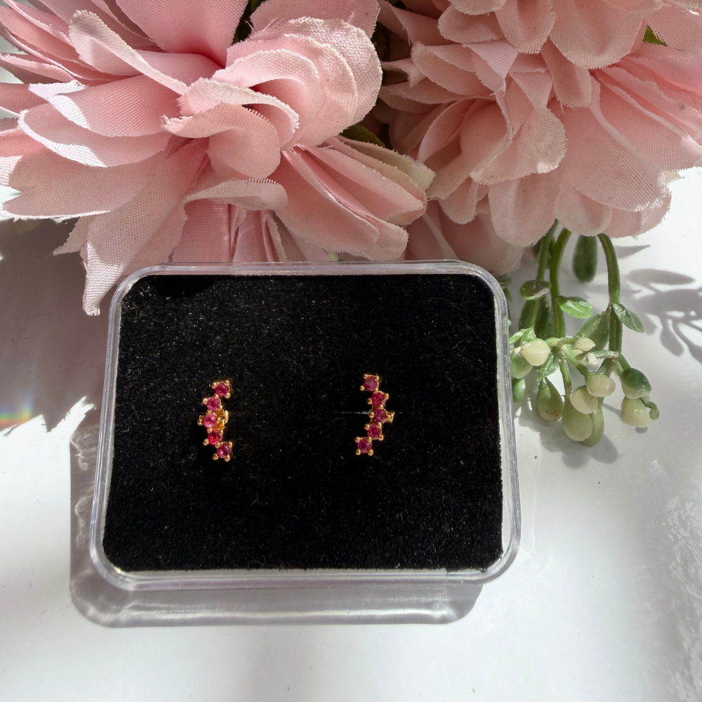 Ruby Crescent Baby Studs