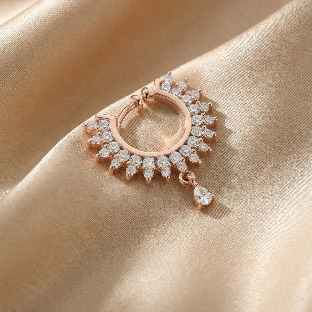 Rose Gold Diamond- Hoop Nose Pin