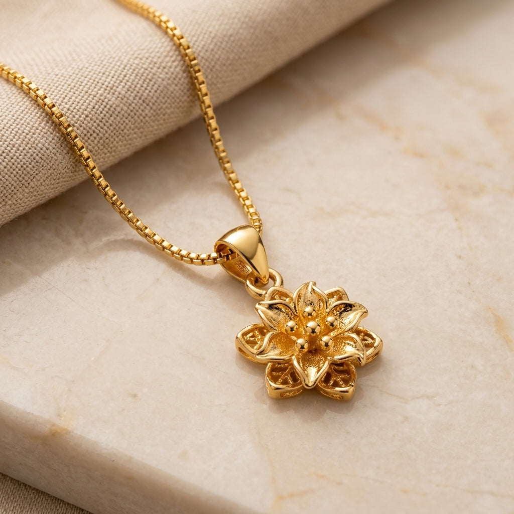 Micro Gold Plated Floral Pendant