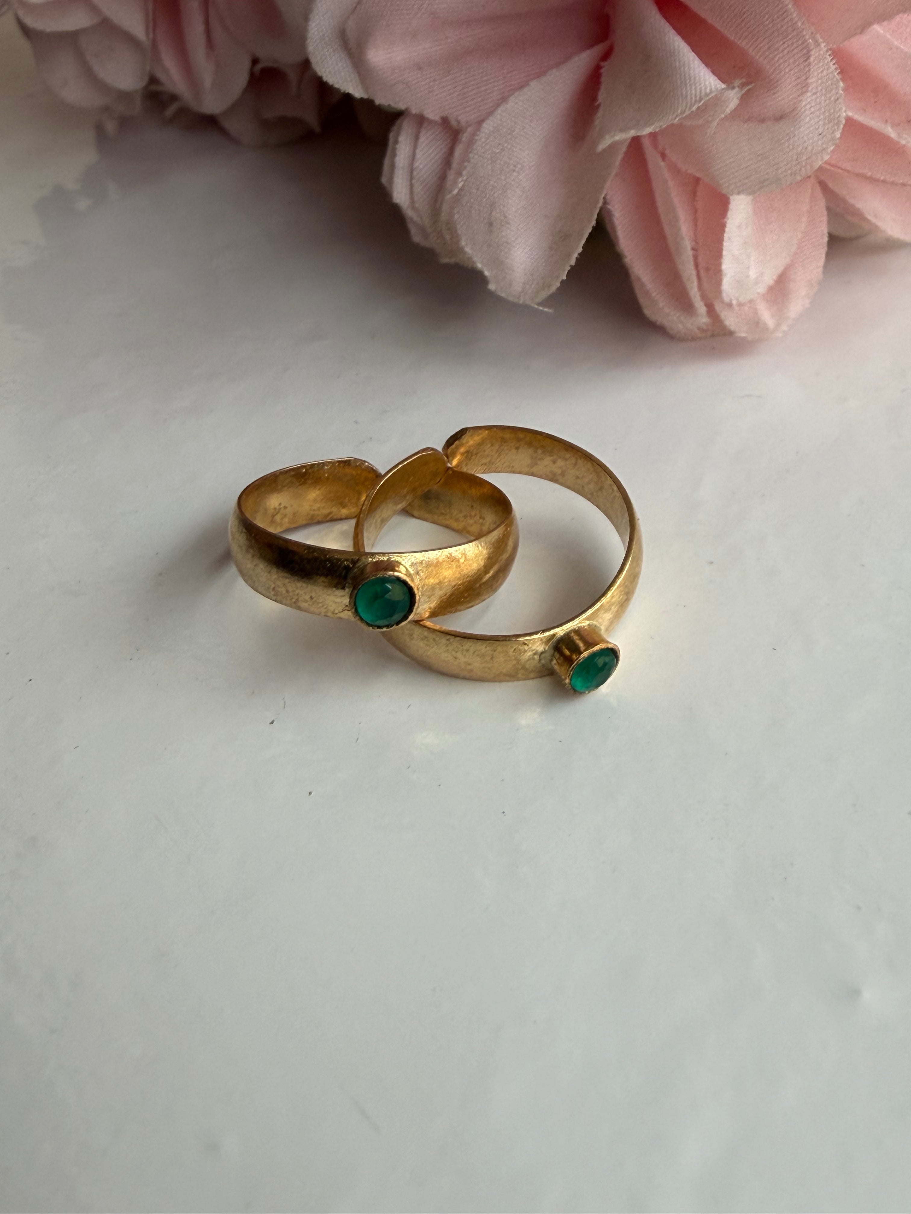 IMPON Unpolished Plain Green Toe Rings