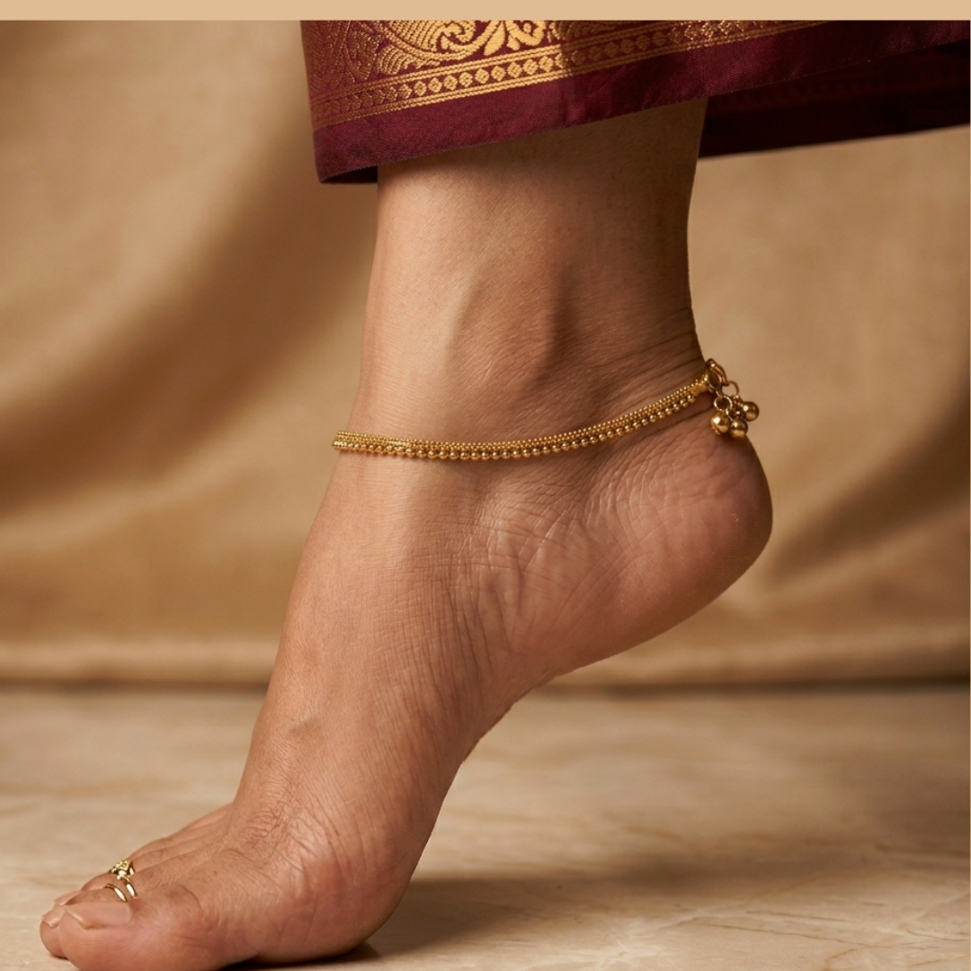 Beaded Microplated Gold Anklet